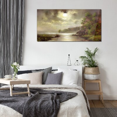 A peaceful landscape by the water Wall art on glass