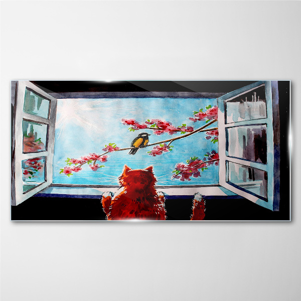 A window into the world of spring colors Glass art print
