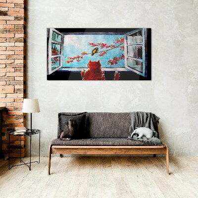 A window into the world of spring colors Glass art print