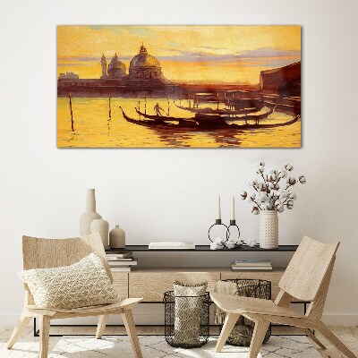The Golden Waters of Venice Glass art print