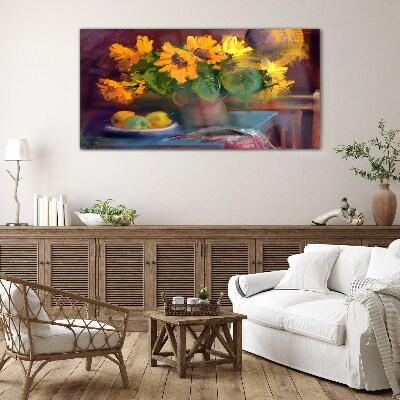 Sunflowers in a vase Wall art on glass