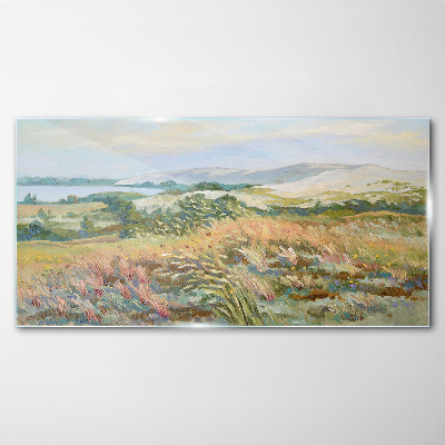 Summer field landscape Glass art print