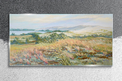 Meadow landscape Glass Print