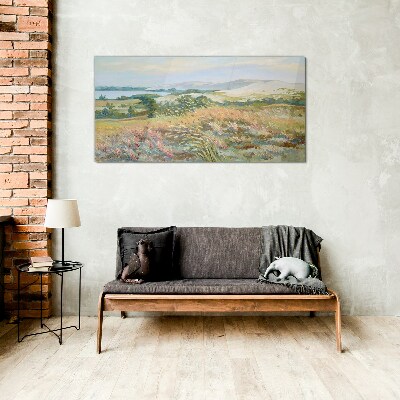 Summer field landscape Glass art print