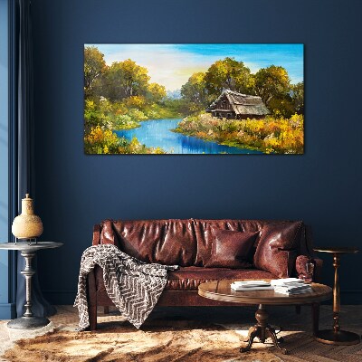 Peaceful rural landscape in summer Wall art on glass