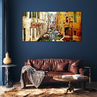 Venetian street with canal Wall art on glass