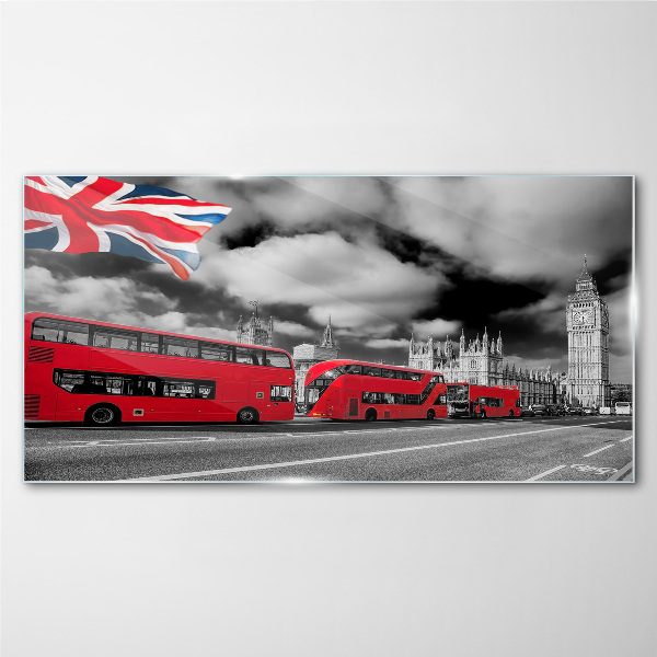 London road bus Glass Wall Art