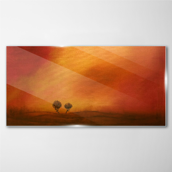 Sunset over the horizon Glass art print