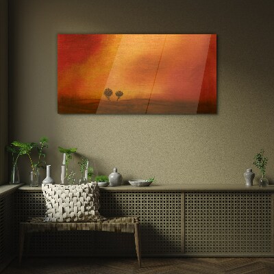 Sunset over the horizon Glass art print