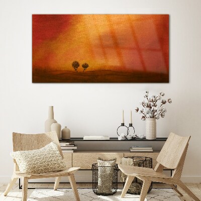 Sunset over the horizon Glass art print