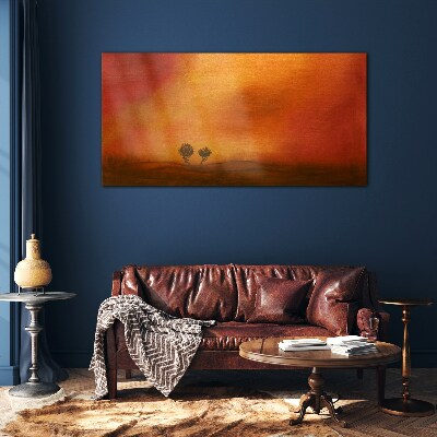 Sunset over the horizon Glass art print