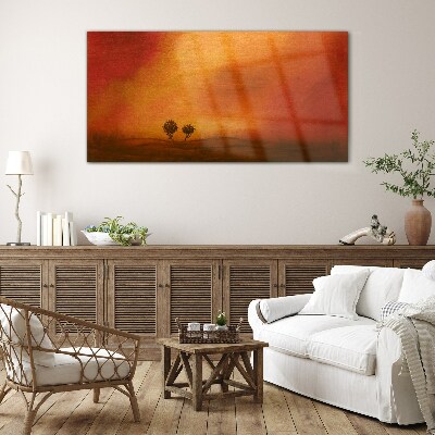 Sunset over the horizon Glass art print