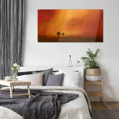Sunset over the horizon Glass art print