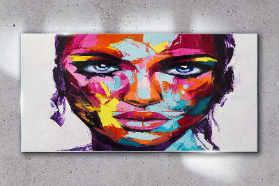 Colorful portrait of a woman Wall art on glass