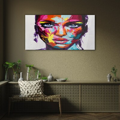 Colorful portrait of a woman Wall art on glass
