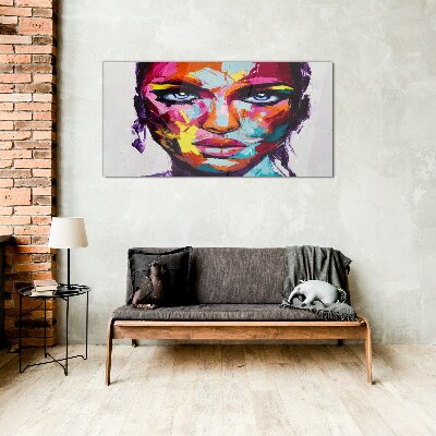 Colorful portrait of a woman Wall art on glass