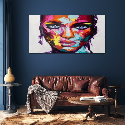 Colorful portrait of a woman Wall art on glass