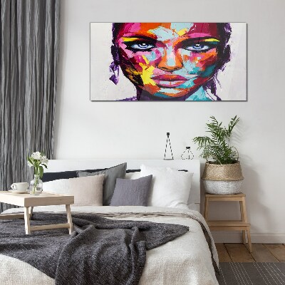 Colorful portrait of a woman Wall art on glass