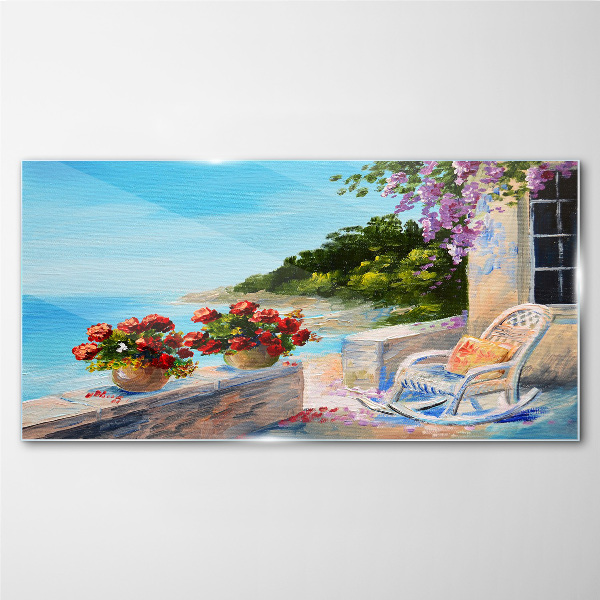 Coast flowers sea sky Glass Print