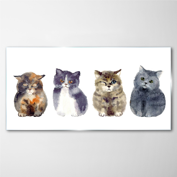 Watercolor cat portraits Glass art print
