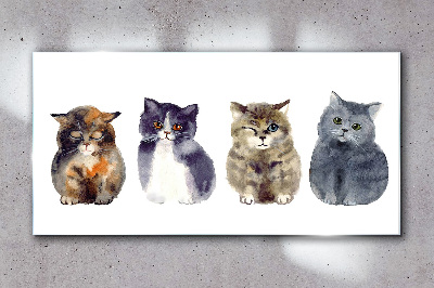 Watercolor cat portraits Glass art print