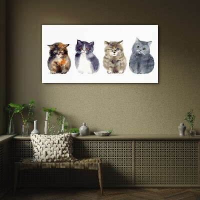 Watercolor cat portraits Glass art print