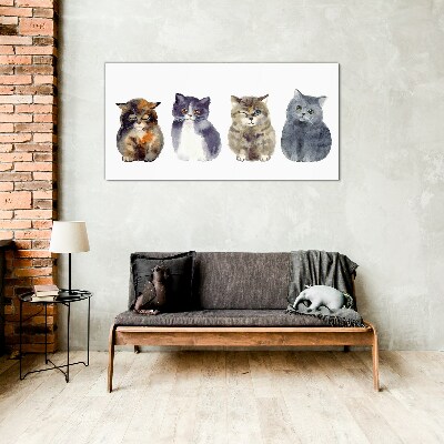 Watercolor cat portraits Glass art print