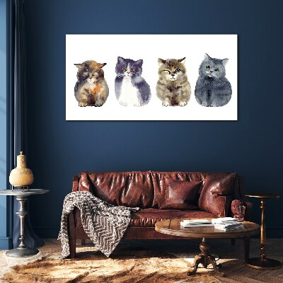 Watercolor cat portraits Glass art print