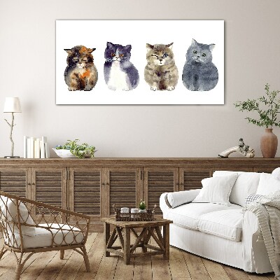 Watercolor cat portraits Glass art print