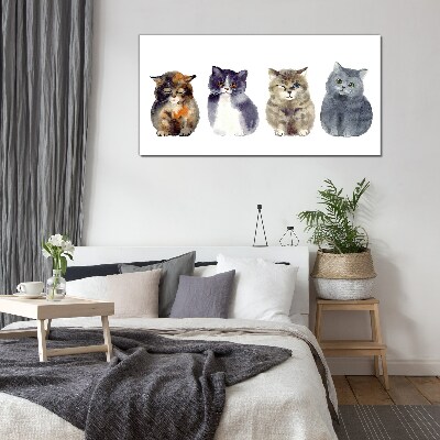 Watercolor cat portraits Glass art print