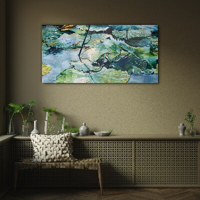Water flowers with rain drops Glass art print
