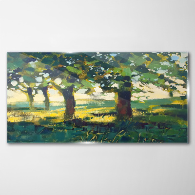 Summer trees in the sunlight Wall art on glass