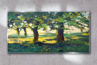 Summer trees in the sunlight Wall art on glass
