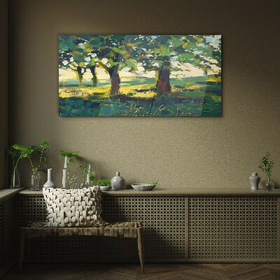 Summer trees in the sunlight Wall art on glass