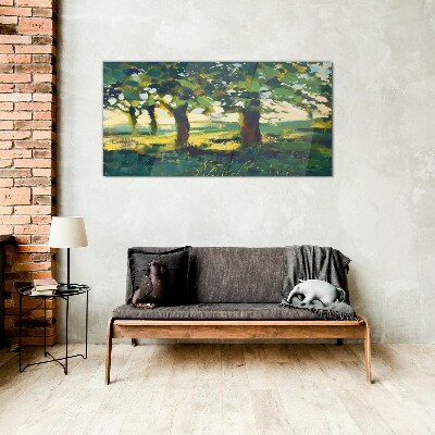 Summer trees in the sunlight Wall art on glass