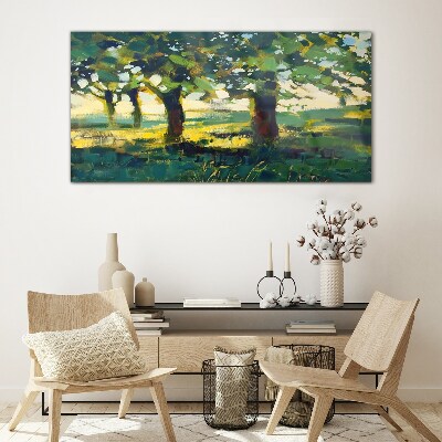 Summer trees in the sunlight Wall art on glass