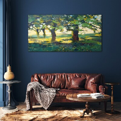 Summer trees in the sunlight Wall art on glass