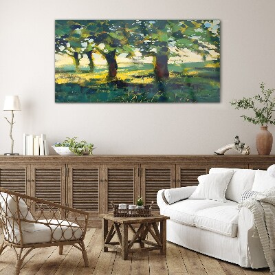Summer trees in the sunlight Wall art on glass