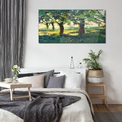 Summer trees in the sunlight Wall art on glass