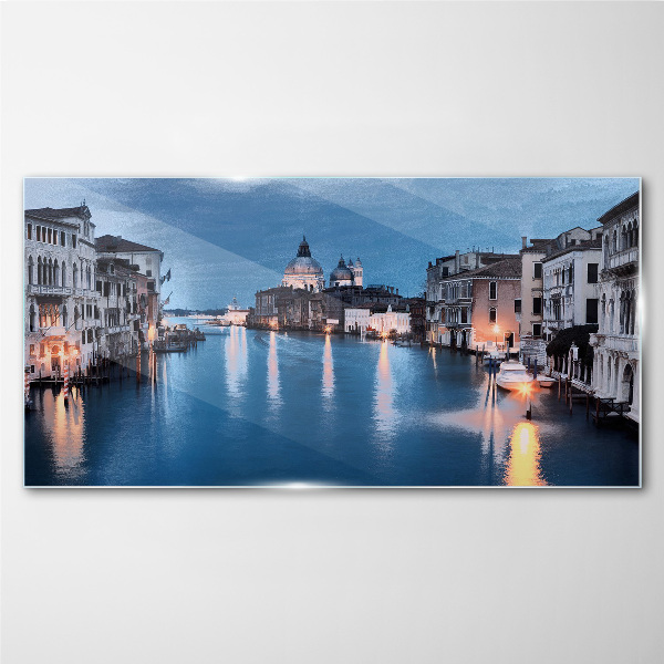 Venice in the evening light Glass art print