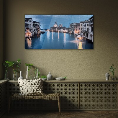 Venice in the evening light Glass art print