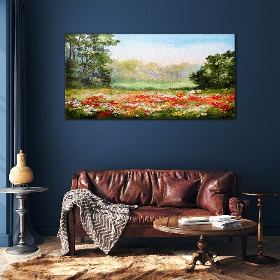 Floral landscape of a summer morning Glass art print