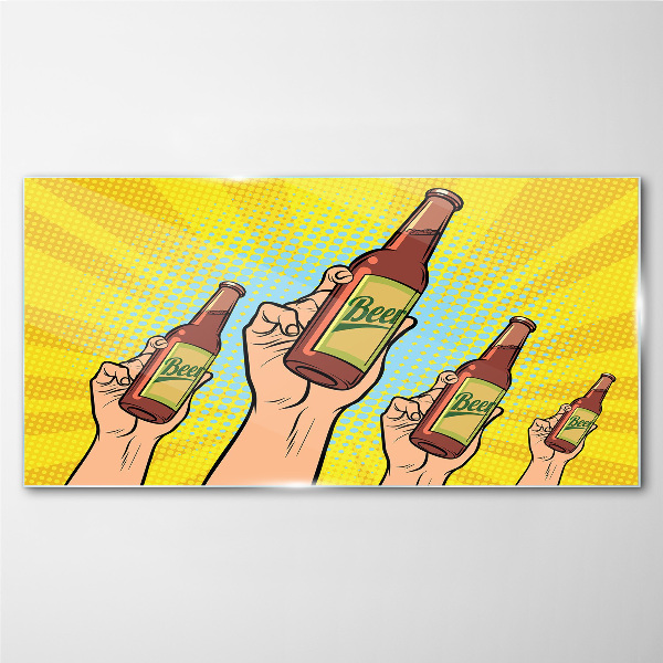 Joyful toasting with beer Glass art print