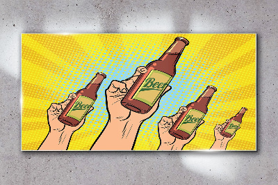 Joyful toasting with beer Glass art print