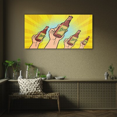 Joyful toasting with beer Glass art print