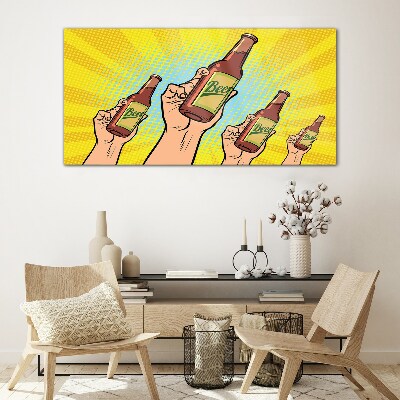 Abstraction beer drink comics Glass Wall Art