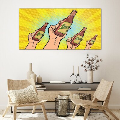 Joyful toasting with beer Glass art print