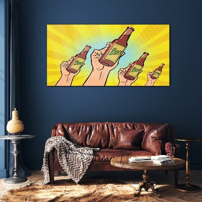 Joyful toasting with beer Glass art print