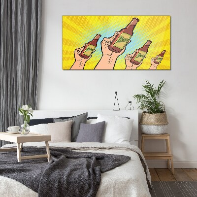 Joyful toasting with beer Glass art print