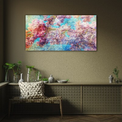 Floral landscape in pastel shades Wall art on glass